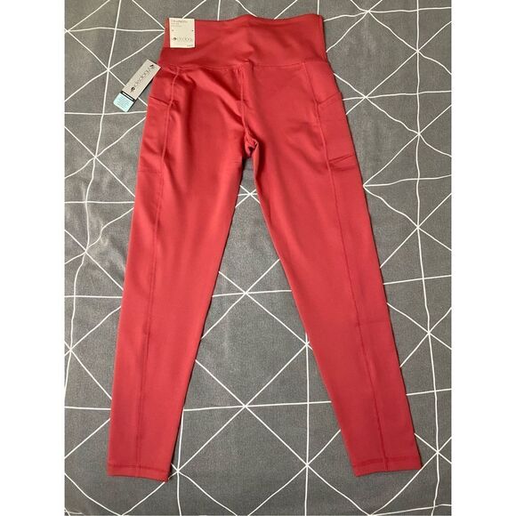 Ideology High-Waisted Side-Pocket 7/8 Length Red Leggings Size Small - Picture 2 of 6
